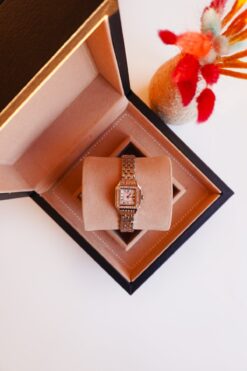 Ricardo Kadın Kol Saati Taşlı Kare Vintage Rosegold Kordon Kol Saati