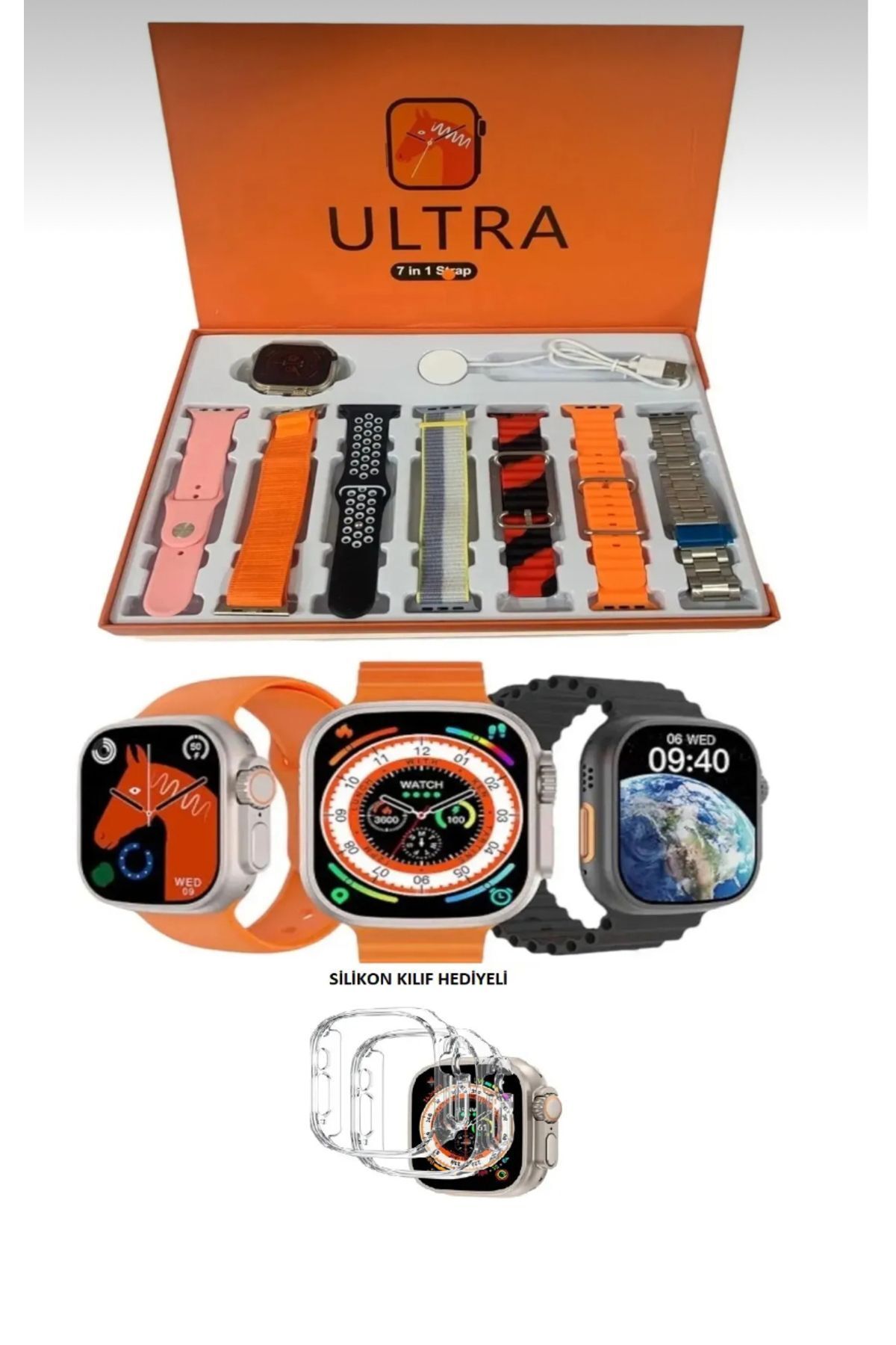 EMİN ENSAR HOME Watch Ultra 8 - Ultra 7 in 1 (7 Kordonlu Akıllı Saat) 49mm - Görsel 2