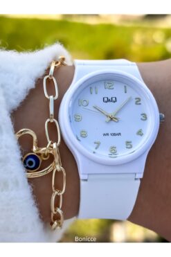 Q&Q Beyaz Silikon Kordon, 10 Bar Su Geçirmez (havuz, Deniz Kullanımına Uygun) Kız Çocuk Kol Saati