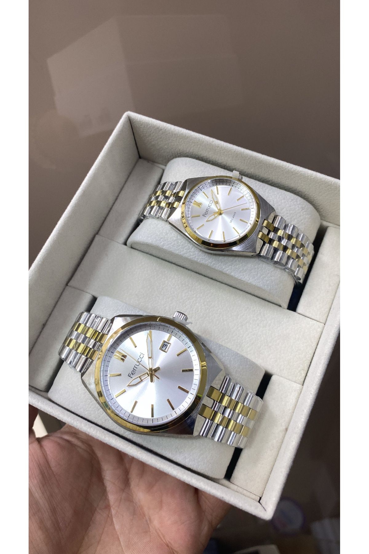 Ferrucci Orijinal Çelik Jübile Kordon Bay& Eşli Takım Sevgili Kol Saatleri