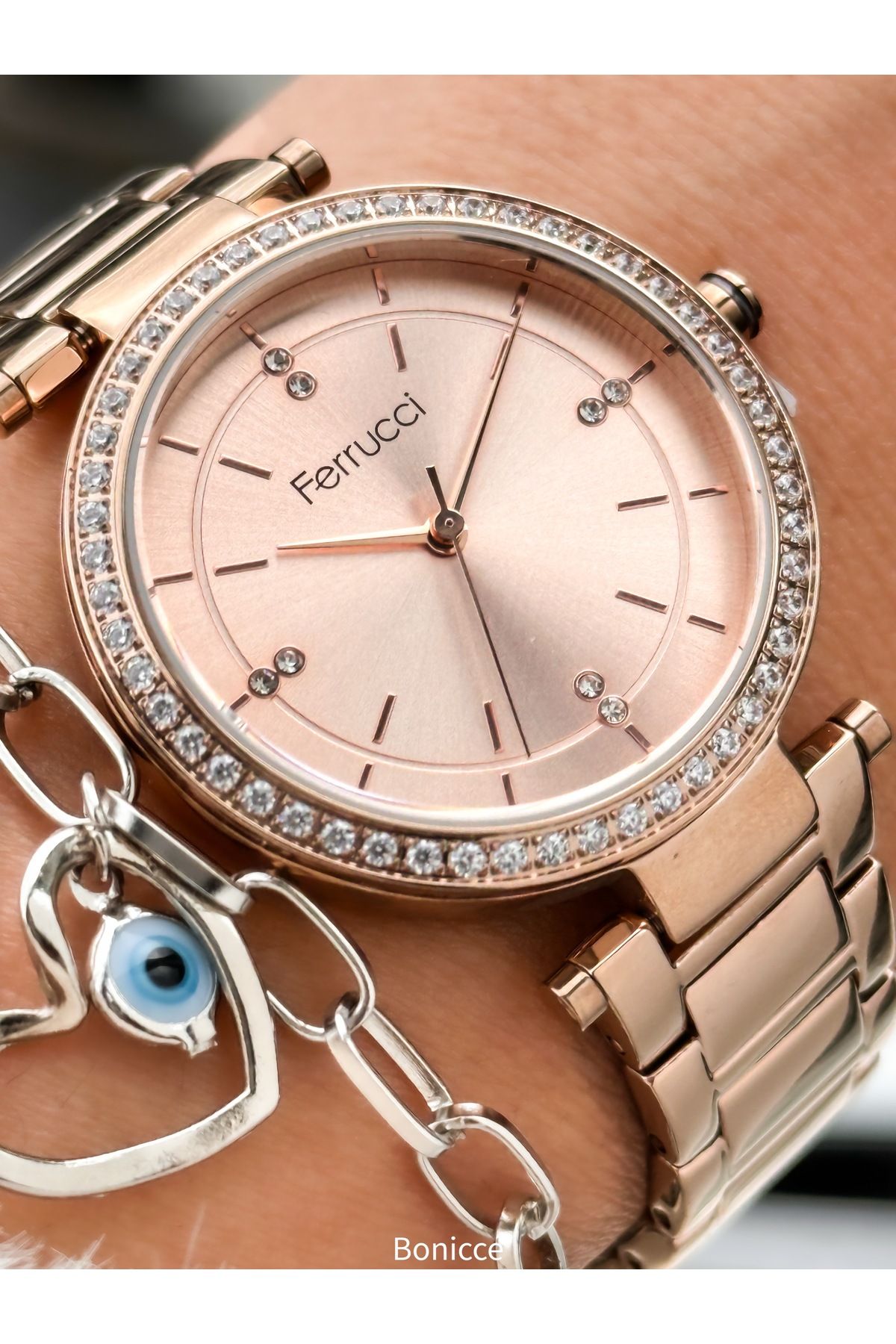 Ferrucci Rose Renk Çelik Kordon Su Geçirmez Kol Saati
