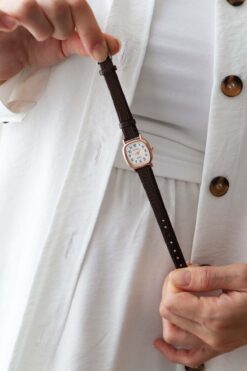 Northwatch Kahverengi Kadın Deri Kordon Rose Gold Yeni Sezon Vintage Kol Saati