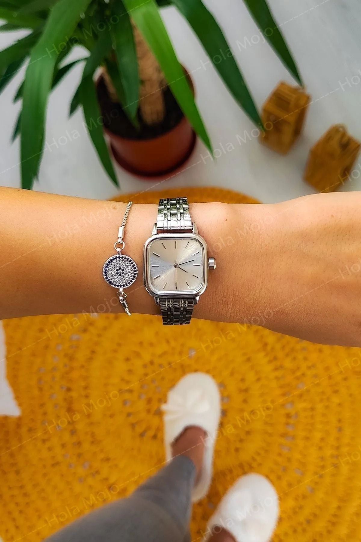 Bimodabu Retro Minimal Kare Kadran Kadın Kol Saati