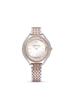 Swarovski Crystalline Aura Saat, Isviçre Üretimi, Metal Bileklik, Rose Altın Tonu, Karışık Metal Yüzey