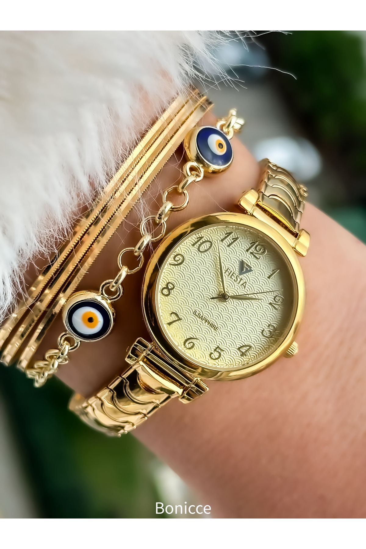 Fiesta Gold Renk Çelik Kordon Rakamlı Kadın Kol Saati Anneler Günü Hediyesi - Görsel 2