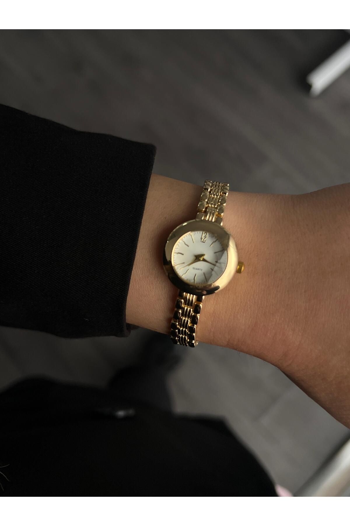 İnogge Gvoni Kadın Gold Minimal Oval Camlı Kol Saati - Görsel 2