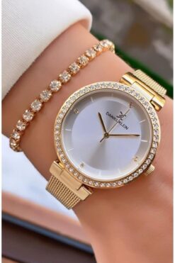 Daniel Klein Mrd11264 Altın Renk Çelik Hasır Kordon Kadın Kol Saati Bileklik Hediyeli