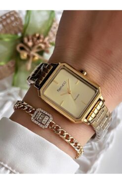 Ferrucci Kadın Kol Saati+Bileklik Özel Seri Çelik Kordon Kararma Renk Atma Yapmaz VS.BLKT.0076