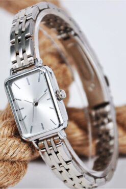 sonsuzsaat Gümüş Renk Dikdörtgen Kasa Vintage Kadın Kol Saat Su-650