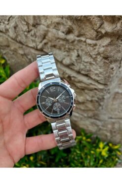 ÇENÇEN Erkek Çelik Gümüş Kordon Siyah Kadran Analog Yeni Model Kol Saati