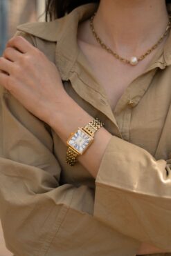 polo55.sport.1855 Gold Kare Vintage Roka Rakamlı Kadın Kol Saati