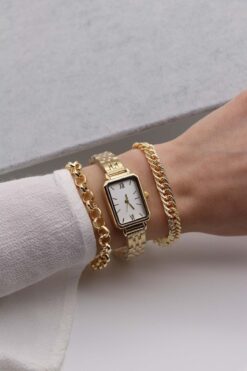 Northwatch Annabel Kadın Metal Gold Kordon Kol Saati & Yanındaki Bileklikler Ile Beraber