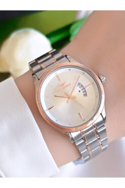 FERRO Çelik Kordon İyon Kaplama Kasa 3 Atm Suya Dayanıklı Kadın Kol Saati+Bileklik BFL21464-EX