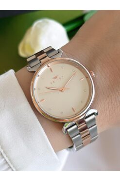 FERRO Çelik Kordon İyon Kaplama Kasa 3 Atm Suya Dayanıklı Kadın Kol Saati+Bileklik BFL40115-XE