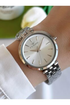 FERRO Çelik Kordon İyon Kaplama Kasa 3 Atm Suya Dayanıklı Kadın Kol Saati+Bileklik EFL21331-YA