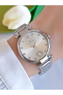 FERRO Çelik Kordon İyon Kaplama Kasa 3 Atm Suya Dayanıklı Kadın Kol Saati+Bileklik EFL21469-YA