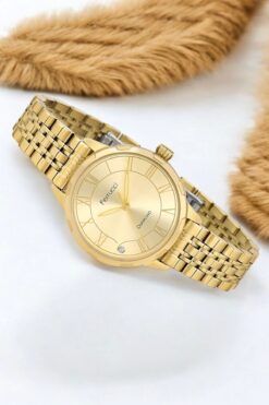 Ferrucci Kadın Kol Saati – Çelik Kordon, Elmas Detaylı Şık Tasarım, 2 Yıl Garantili, Gold, Zmfer173