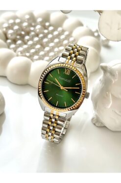 Ferrucci FERRUCCİ-(GOLD&GÜMÜŞ) yeşil iç kadran jübile kordon kadın kol saati