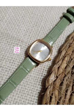 Brality Minimal Vintage Retro Kadın Kol Saat ... Çağla Yeşili Kordonlu Kombin Saat - 0021