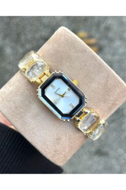 pierrose Gümüş Gold Kesme Taş Kadın Kol Saati