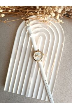 LA BOSS Minimal Retro Krem Deri Kordonlu Kadın Kol Saati