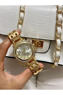 Spectrum Kadın Metal Kordon Gold Rengi Taşlı Kol Saati Kutu Hediyelidir