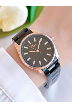 FERRO Çelik Kordon İyon Kaplama Kasa 3 Atm Suya Dayanıklı Kadın Kol Saati+Bileklik BF21161-R