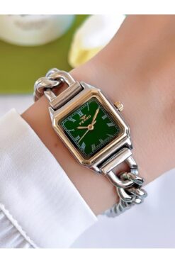 FERRO Retro Zincirli Özel Tasarım Çelik Kordon İyon Kaplama Kasa Kadın Kol Saati+Bileklik EFL40132D6