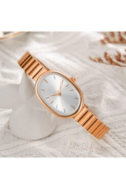 Markasepeti Oval Tasarım Rose Gold Kaplama Minimalist Kadın Kol Saati