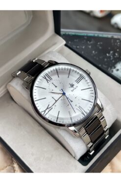 S.POLO Yeni Sezon Gümüş Renk Metal Erkek Kol Saati Bileklik Hediyeli Babalar Günü Hediyesi