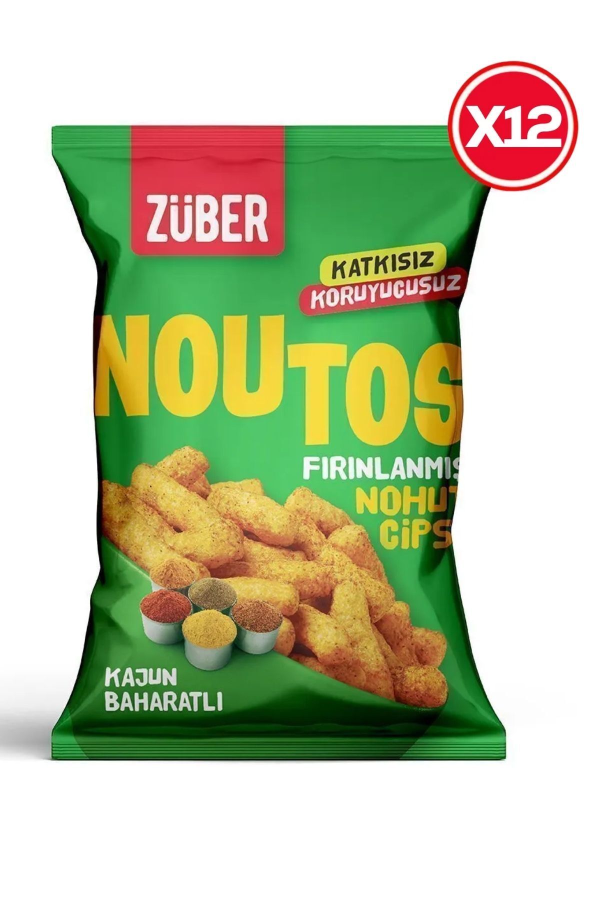 Züber Noutos Fırınlanmış Nohut Cipsi Kajun Baharatlı 55g X 12 Paket