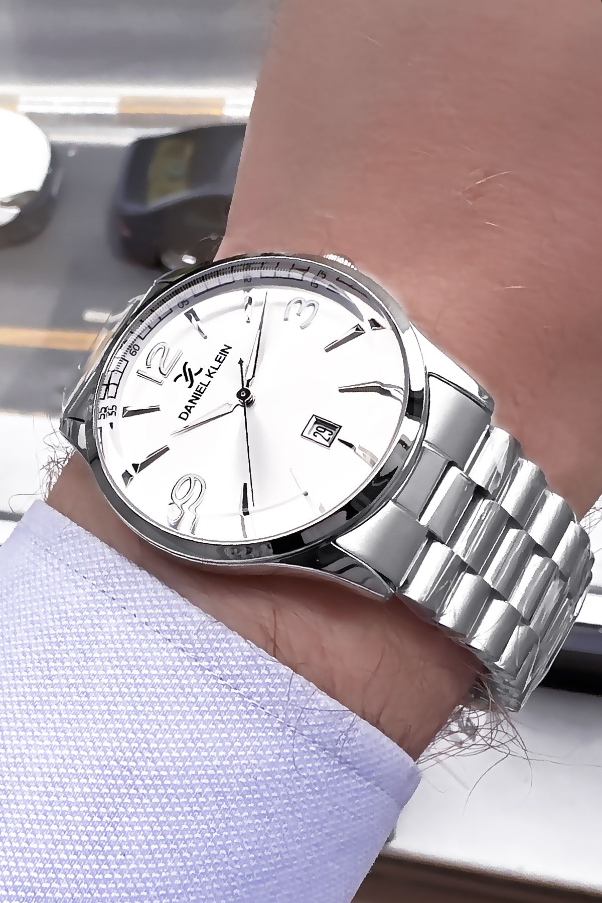 Daniel Klein Royal Erkek Kol Saati 3 Atm Su Geçirmez Gümüş Renk Çelik Kordon Bileklik Hediyeli Dkh4526c3 - Görsel 5