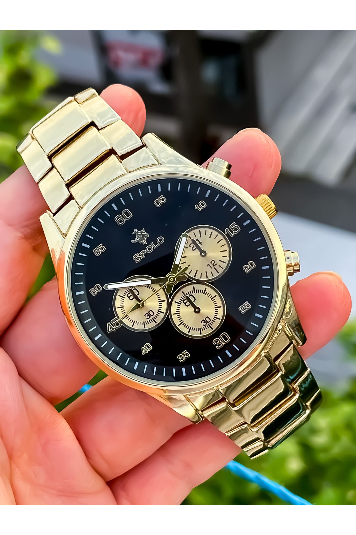 S.POLO Yeni Sezon Altın Renk Özel Tasarım Şık Model Erkek Kol Saati Bileklik Hediyeli Babalar Günü Hediyesi