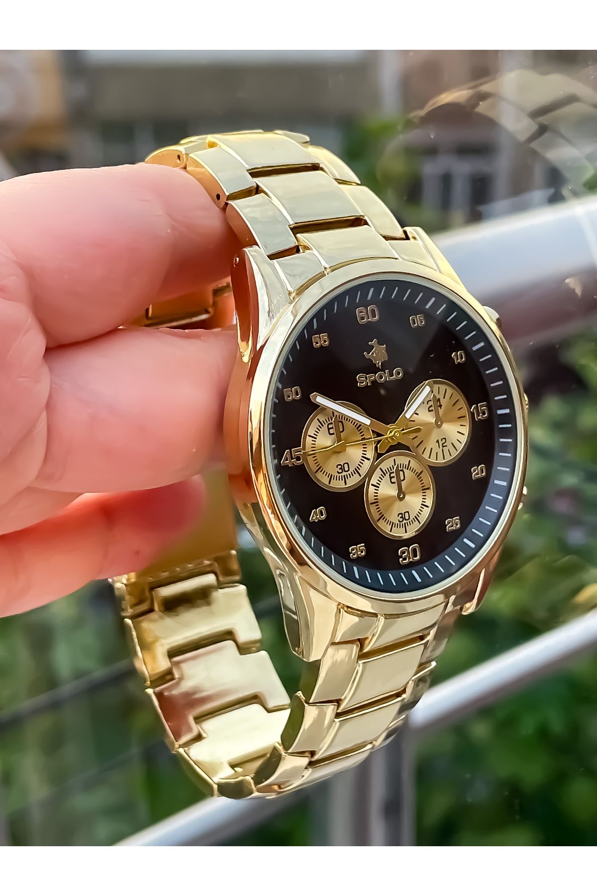 S.POLO Yeni Sezon Altın Renk Özel Tasarım Şık Model Erkek Kol Saati Bileklik Hediyeli Babalar Günü Hediyesi - Görsel 2