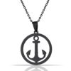 Forentina Erkek Siyah  Çıpa Kolye 70 Cm Zincir PS1076