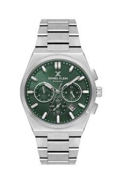 Daniel Klein Exclusive Multi Fonksiyonel Yeşil Kadran, 3 Atm Erkek Gümüş Renk Metal Kordon Kol Saati