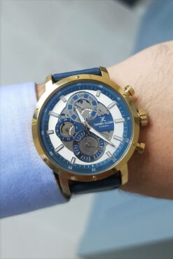 Daniel Klein Exclusive Fonksiyonları Aktif Lacivert Deri Kayışlı Erkek Kol Saati