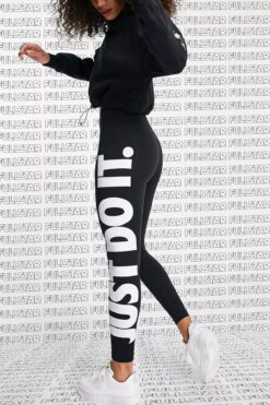 Nike Sportswear High Rise Printed Leggings Cotton Pamuklu Baskılı Yüksek Belli Tayt Siyah
