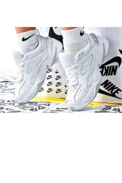 Nike M2k Tekno Leather Unisex Sneaker Hakiki Deri Spor Ayakkabı Beyaz Yükseklik 4cm  Sportiks