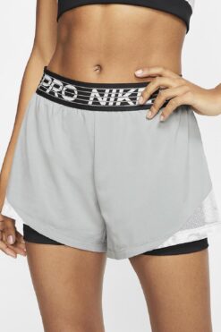 Nike Pro Flex 2 In 1, Ikisi Bir Arada, Taytlı Kısa Şort Gri Siyah