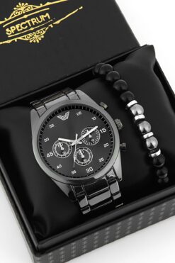 Newera Watch Siyah Renk Erkek Kol Saati Bileklik Hediyeli Babalar Günü Hediyesi Özel Kutulu