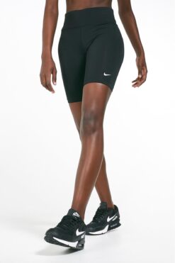 Nike Tight Fit, Yüksek Belli Pamuk Polyester Siyah Biker Tayt