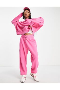 Nike Sportswear Phoenix Fleece High-Rise Oversize Pembe Kadın Eşofman Altı