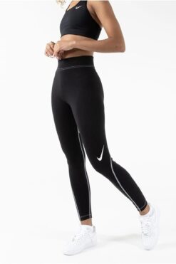 Nike Sportswear Leggins Swoosh 7/8 Toparlayıcı Siyah Pamuklu Kadın Spor Tayt