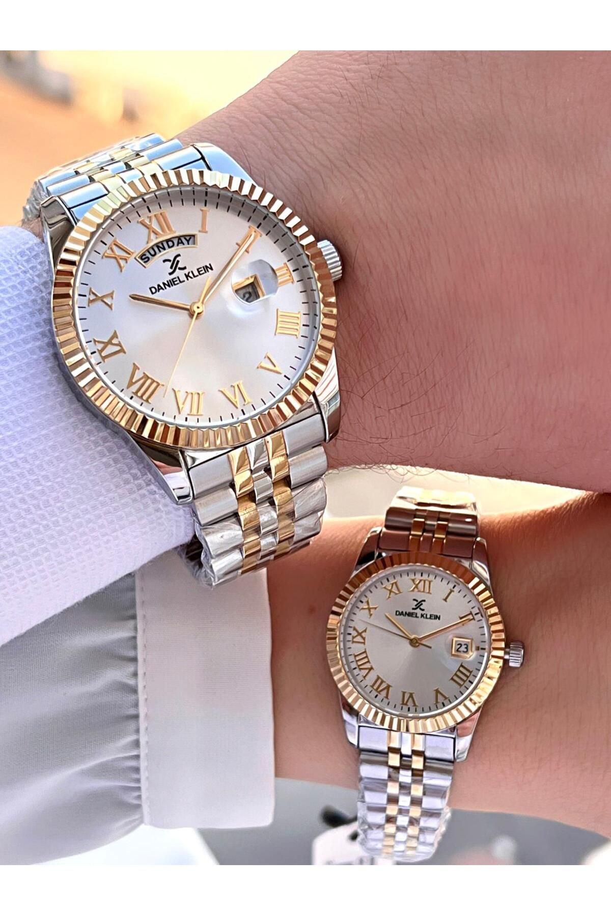 Daniel Klein Bay Ve Çelik Kordon Çiftlere Özel 5 Atm Suya Dayanıklı Cift Saati CF.DK.10010.6