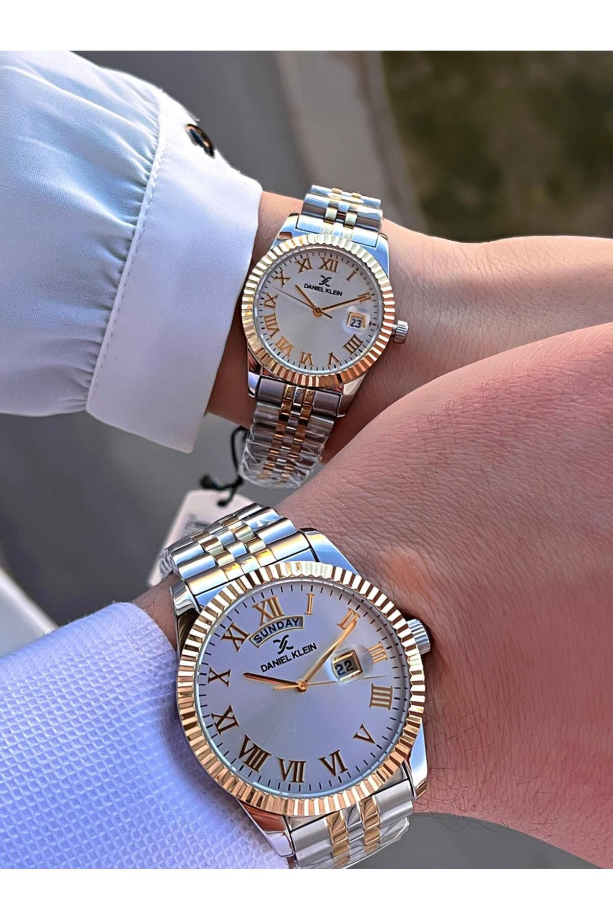 Daniel Klein Bay Ve Çelik Kordon Çiftlere Özel 5 Atm Suya Dayanıklı Cift Saati CF.DK.10010.6 - Görsel 2