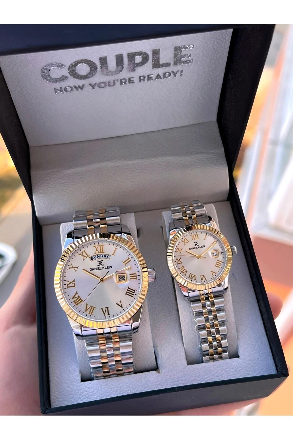 Daniel Klein Bay Ve Çelik Kordon Çiftlere Özel 5 Atm Suya Dayanıklı Cift Saati CF.DK.10010.6 - Görsel 4