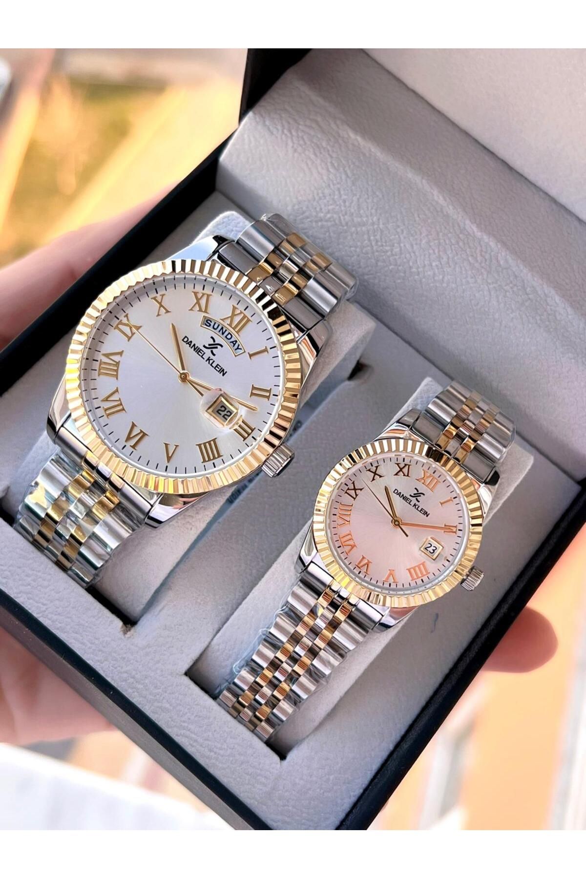 Daniel Klein Bay Ve Çelik Kordon Çiftlere Özel 5 Atm Suya Dayanıklı Cift Saati CF.DK.10010.6 - Görsel 5