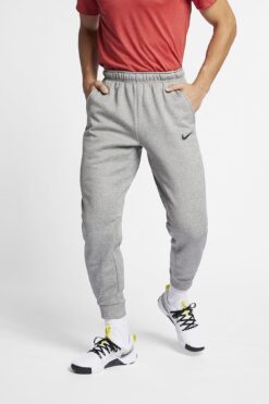 Nike Dri Fit Fleece Tapared Running Konik Gri Eşofman Altı Db