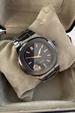 Leerybee Takvimli Patek Philip Model Siyah Renk Takvimli Erkek Kol Saati Özel Kutusunda